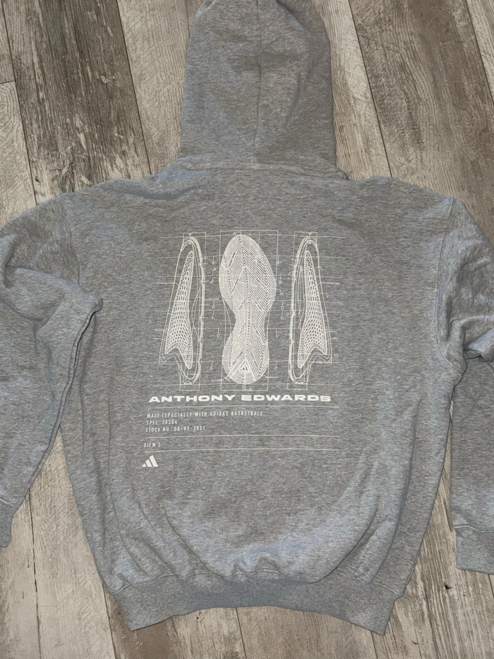 adidas Anthony Edwards Graphic Hoodie Gray S NWT
